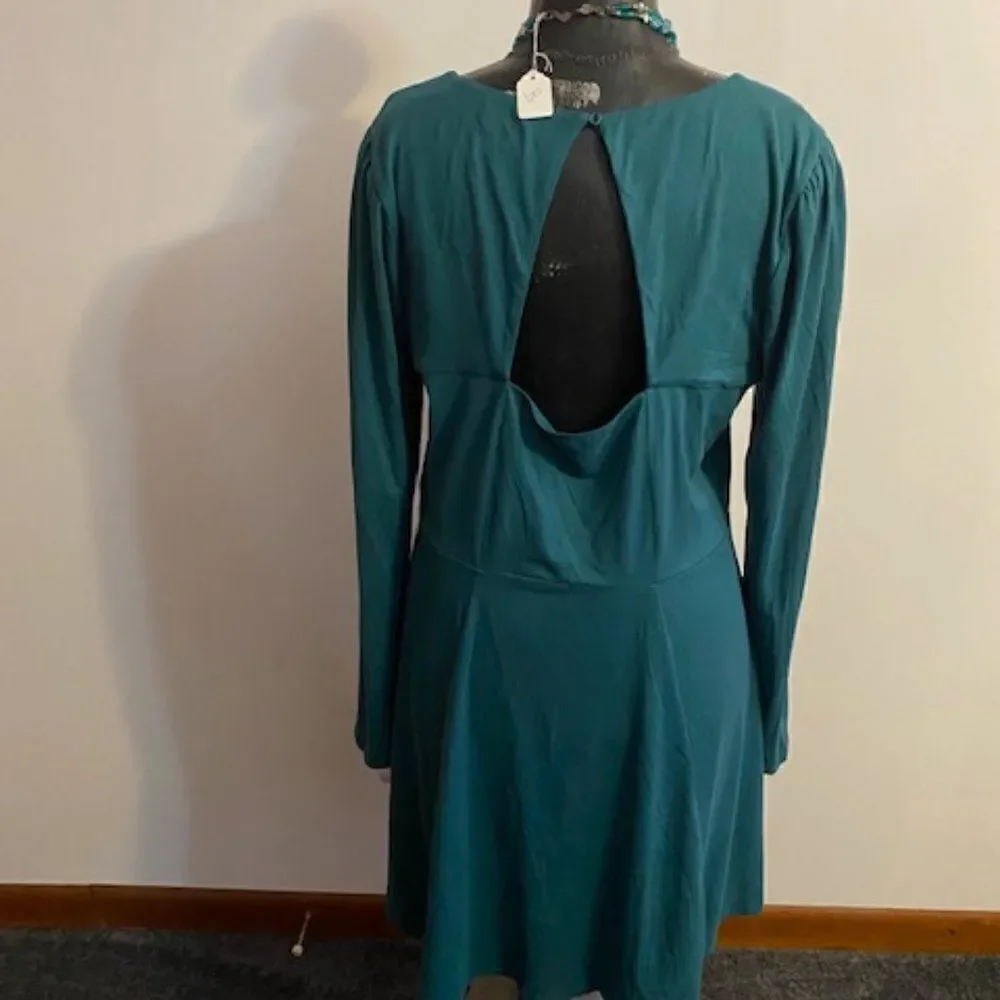 Nine Britton Teal sweetheart neckline cut out flare dress, size XXL